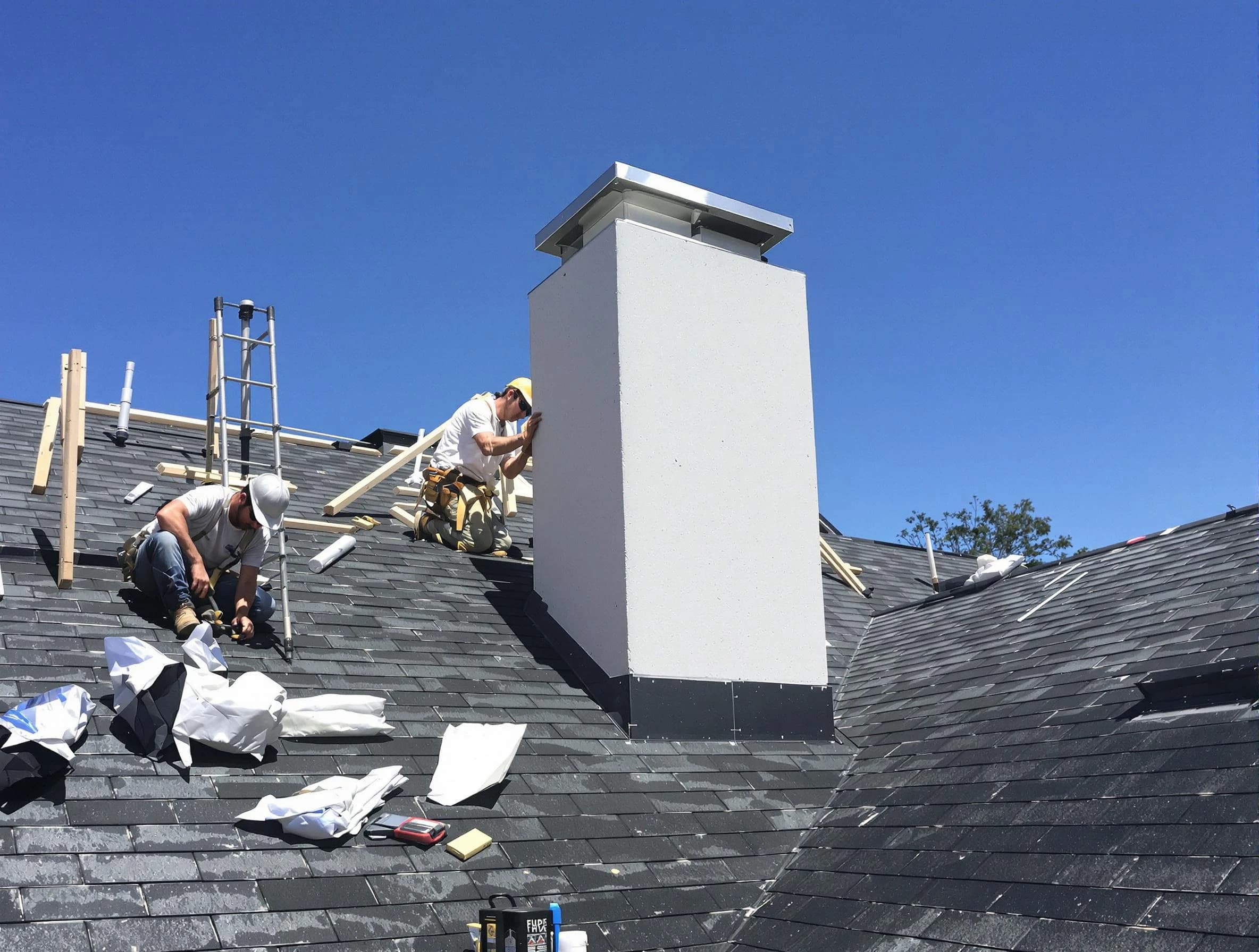 Homewood Chimney Sweep crew installing a new chimney in Homewood, AL