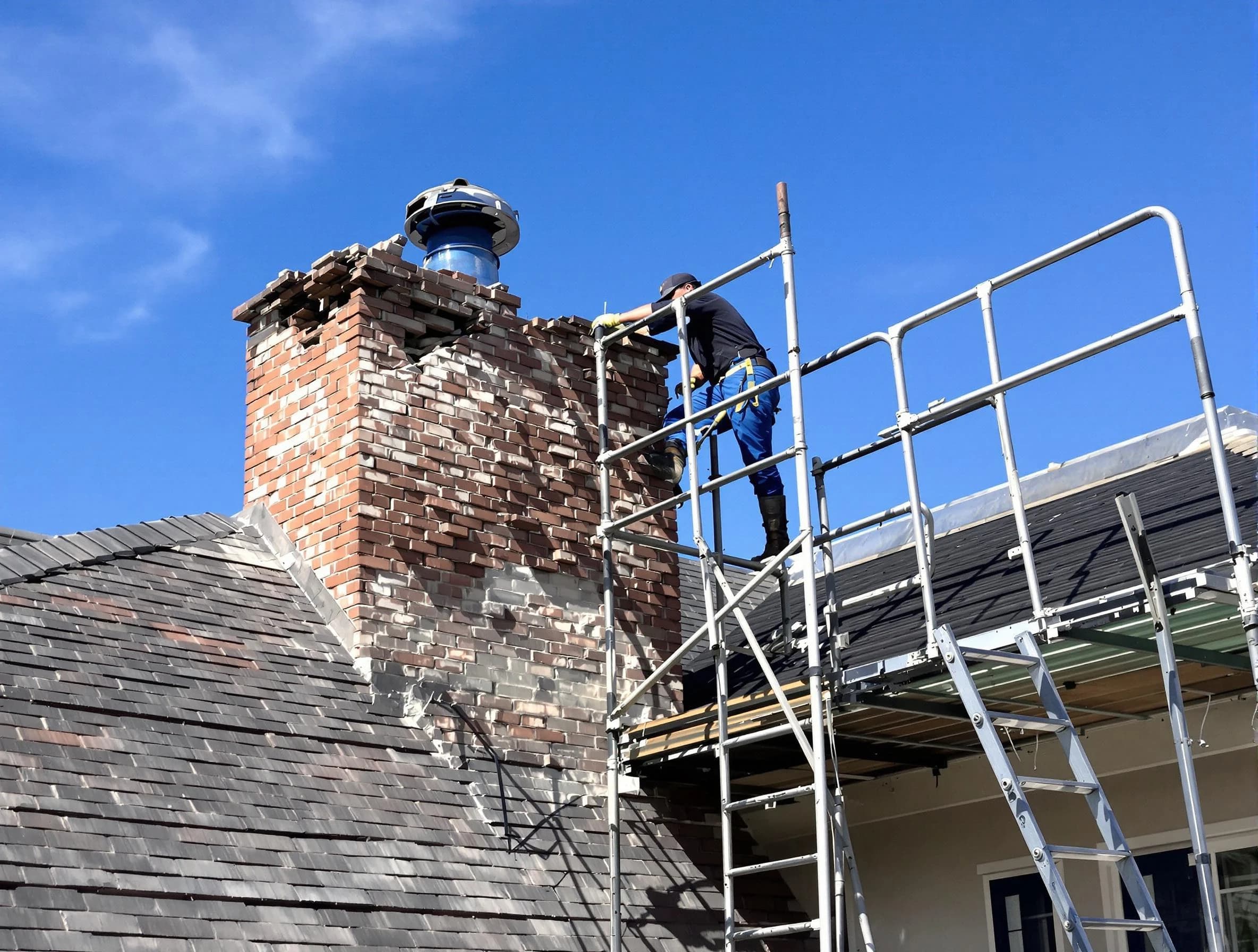 Rebuilding a chimney structure by Homewood Chimney Sweep in Homewood, AL