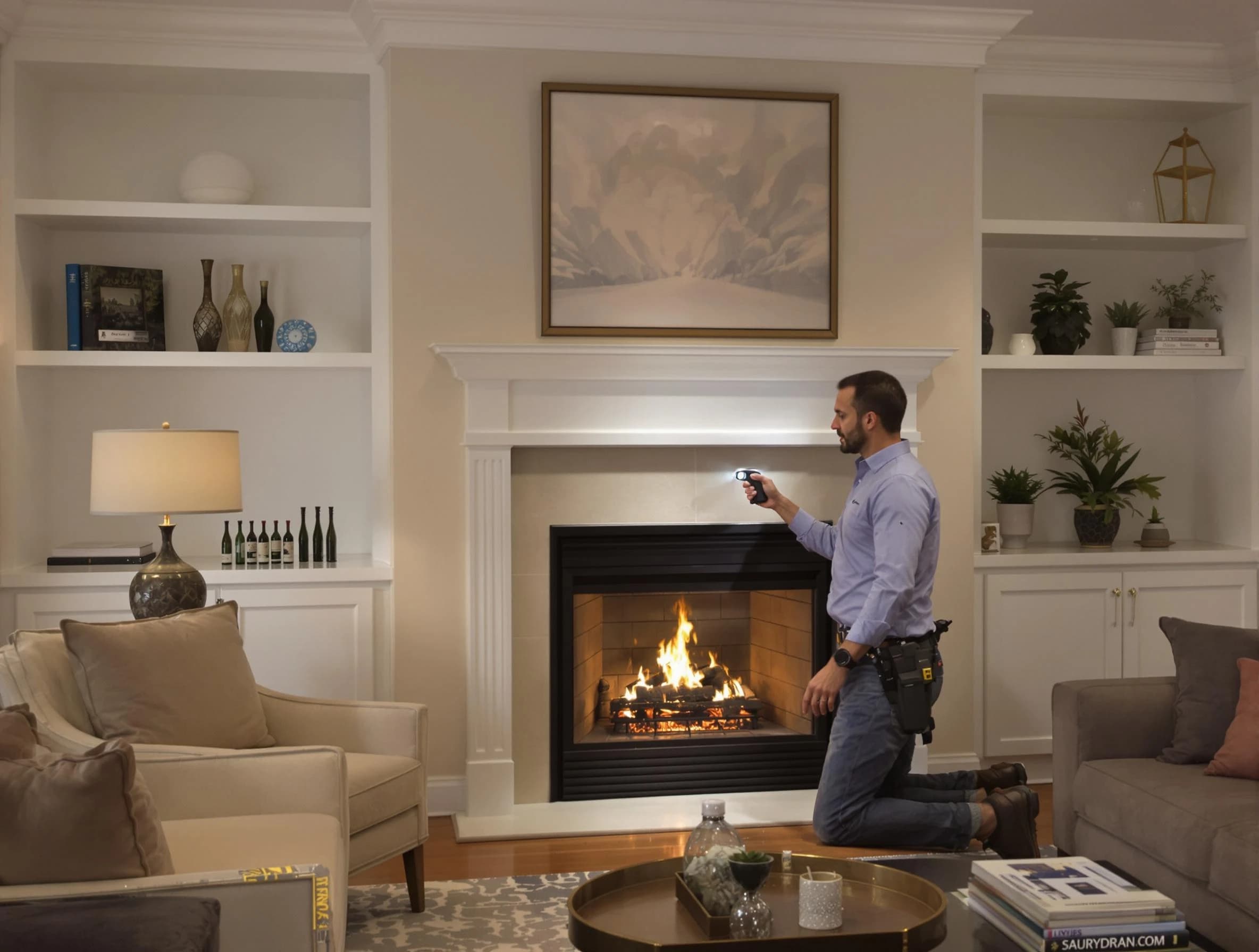 Homewood Chimney Sweep conducting a fireplace safety inspection in Homewood, AL