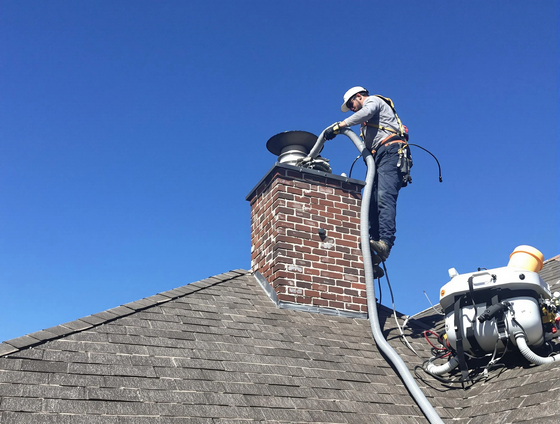 Dedicated Homewood Chimney Sweep team member cleaning a chimney in Homewood, AL