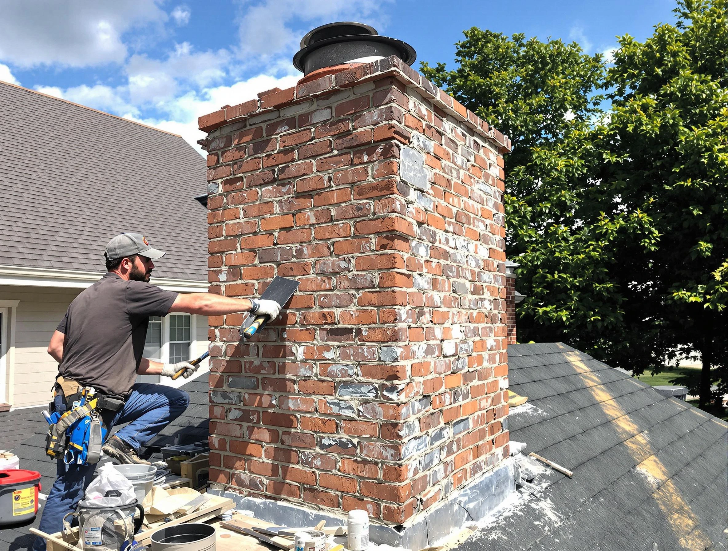 Completed chimney rebuild by Homewood Chimney Sweep in Homewood, AL