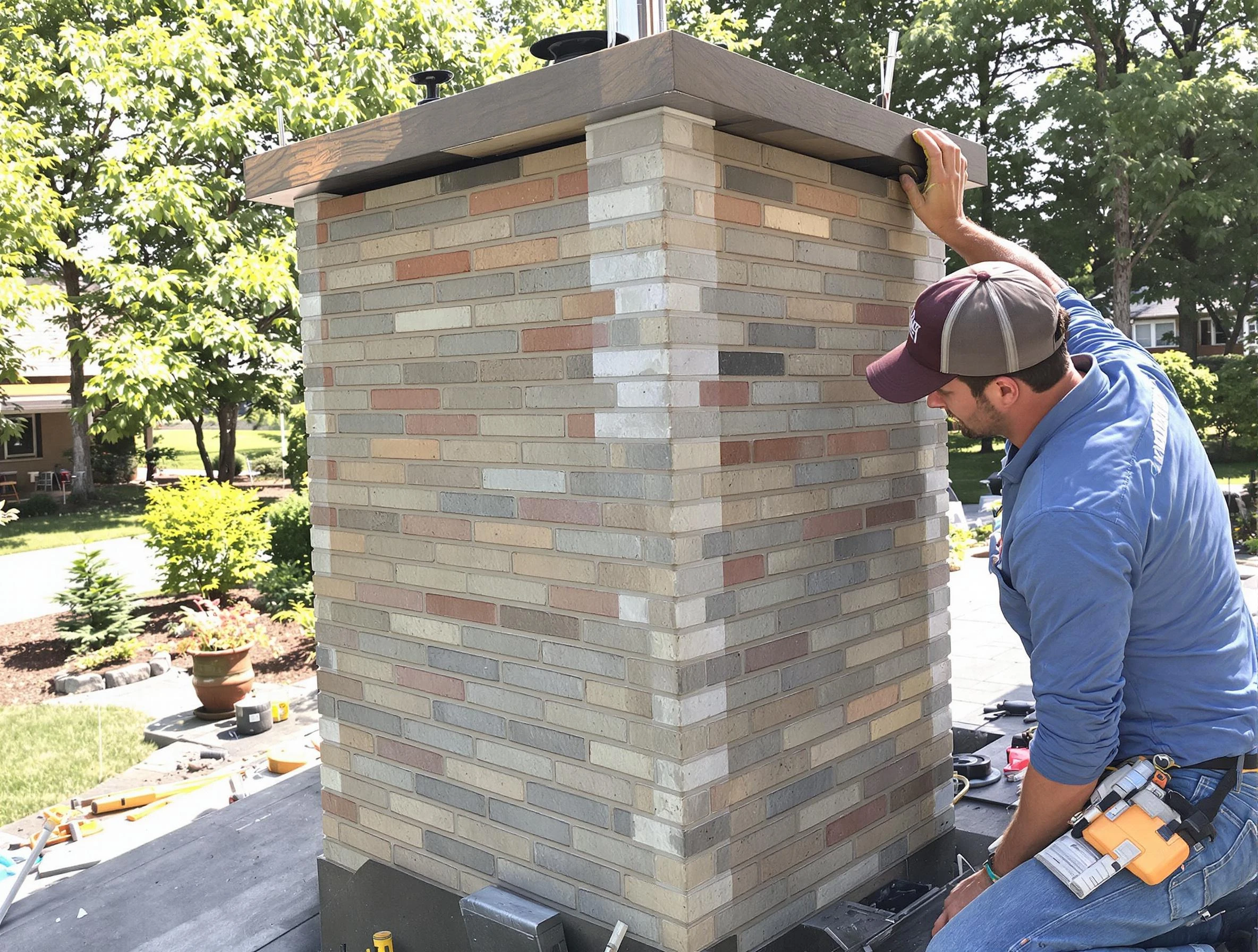 Homewood Chimney Sweep completing a modern chimney remodel in Homewood, AL