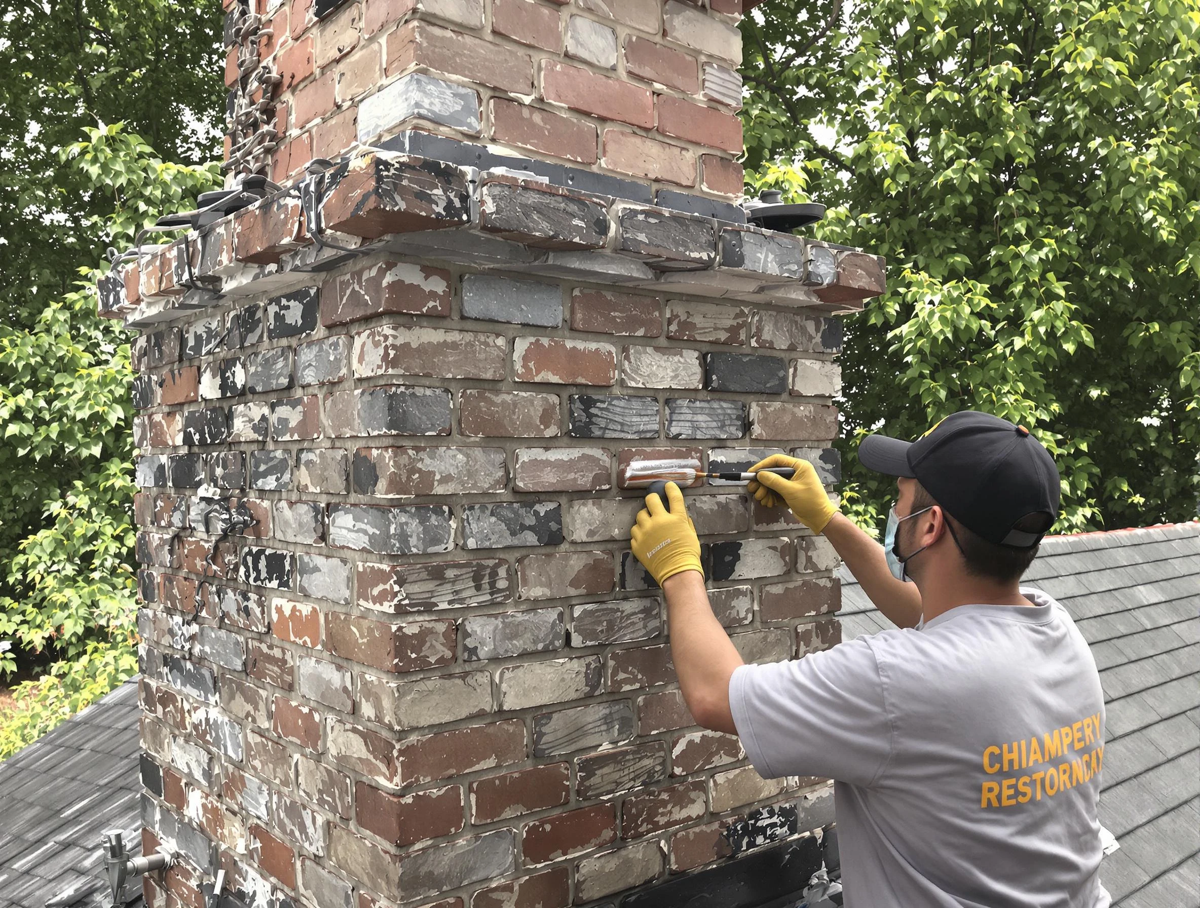 In-progress chimney restoration by Homewood Chimney Sweep in Homewood, AL