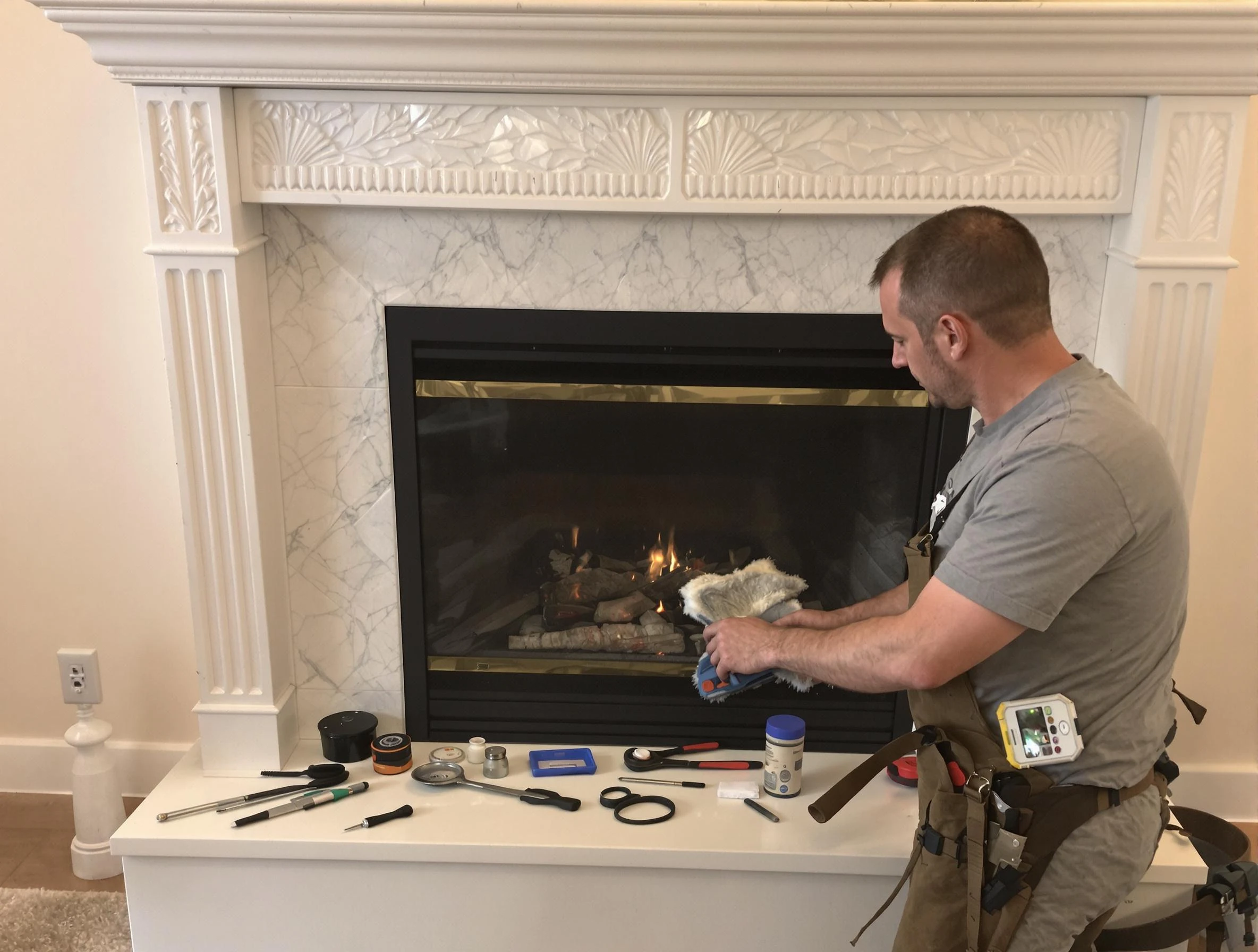 Homewood Chimney Sweep performing fireplace maintenance in Homewood, AL
